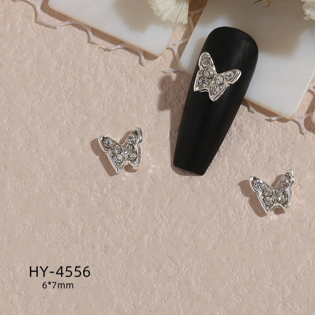 New Nail Beauty Butterfly Silver Metal Alloy Rhinestone DIY Ornament Accessories