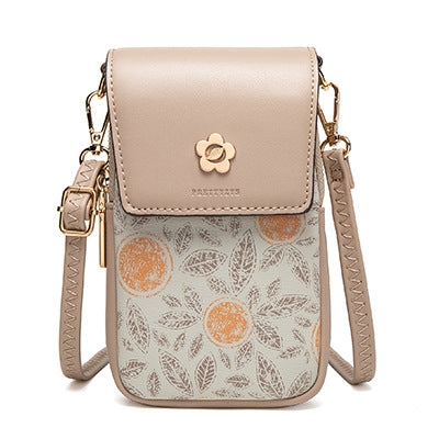 Women's Korean Style PU Printed Zipper Buckle Crossbody Bag