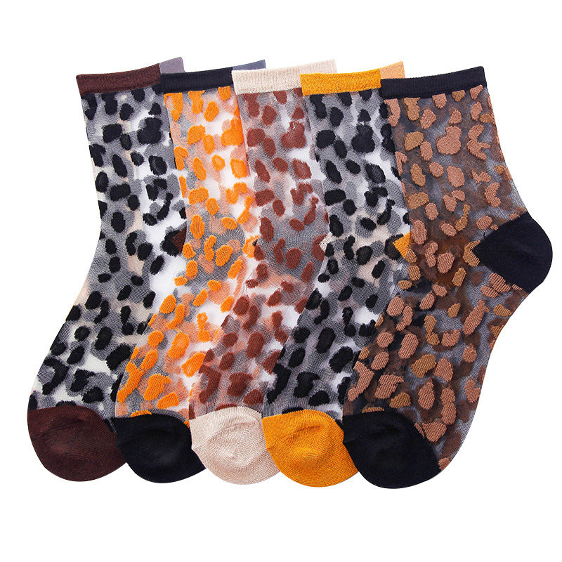Crystal Socks Breathable Socks Mesh Middle Tube