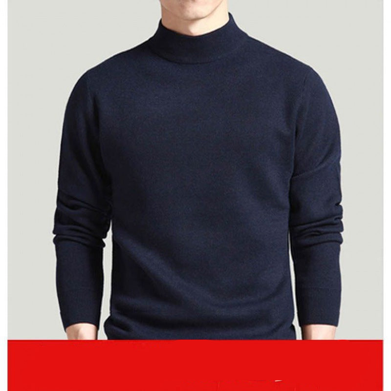 Pullover Sweater Korean Style Slim Youth Mid Collar Sweater Thick