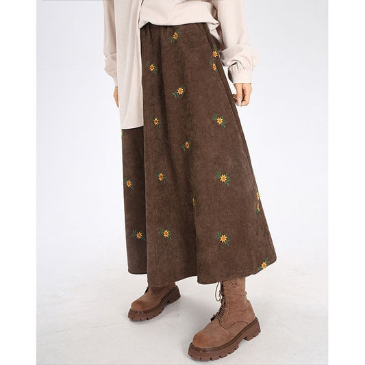 Vintage Brown Corduroy Skirt Skirt Overknee Dress