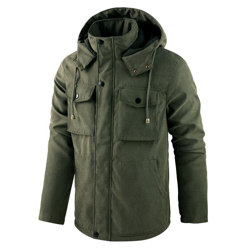 Thick Detachable Hat Lambswool Jacket