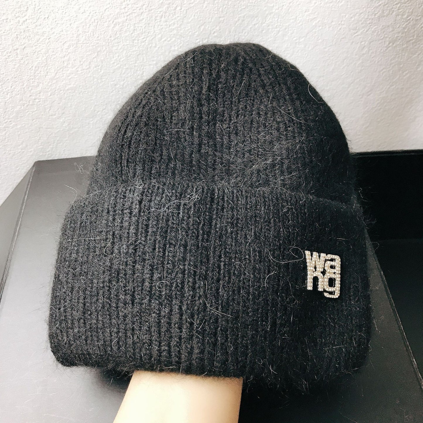Rabbit Hair Double Fold Brim Knitted Hat