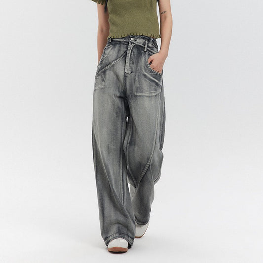 American Style Trend Vintage Heavy Washed Jeans