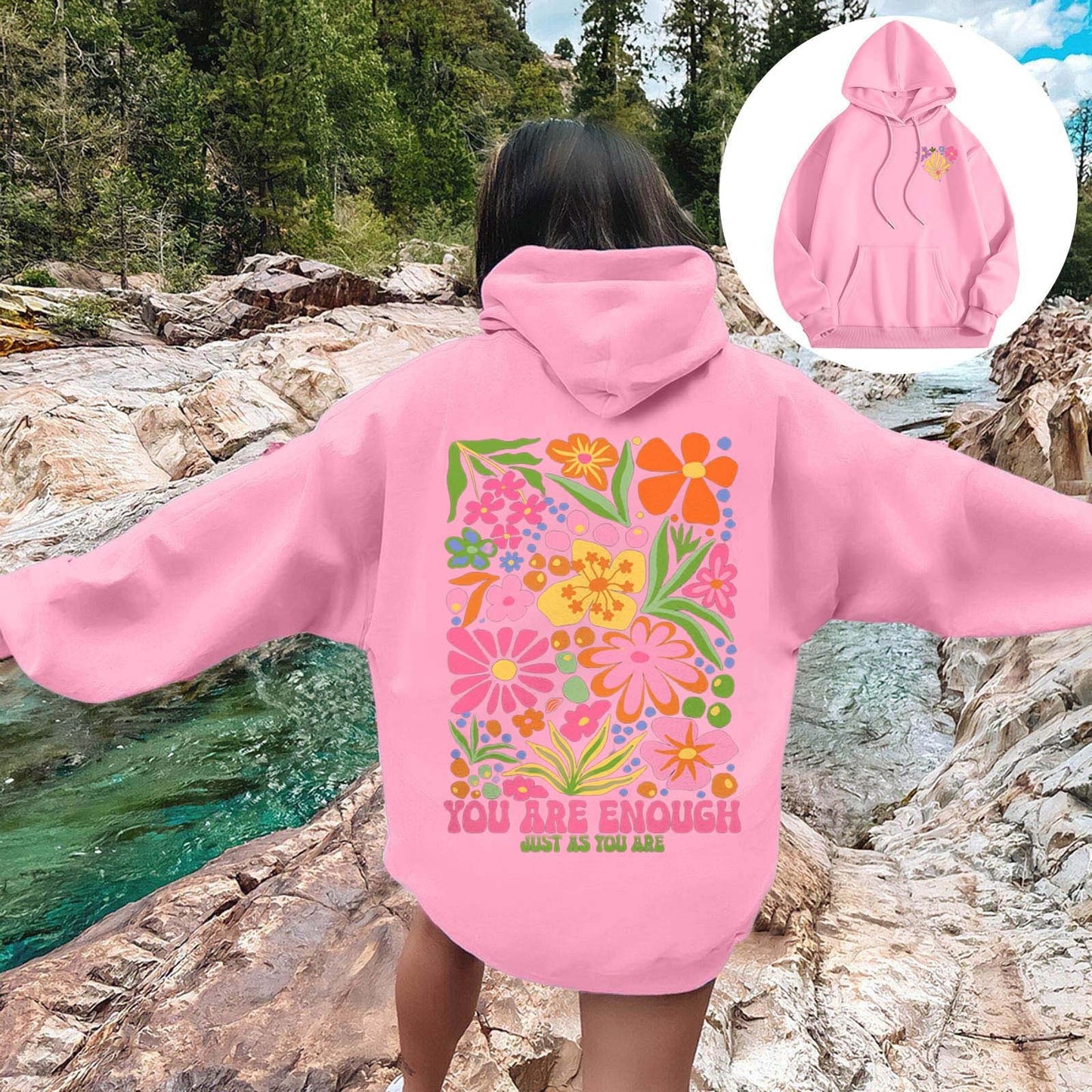 Autumn And Winter Long Sleeve Fleece-lined Hooded Sweatshirt