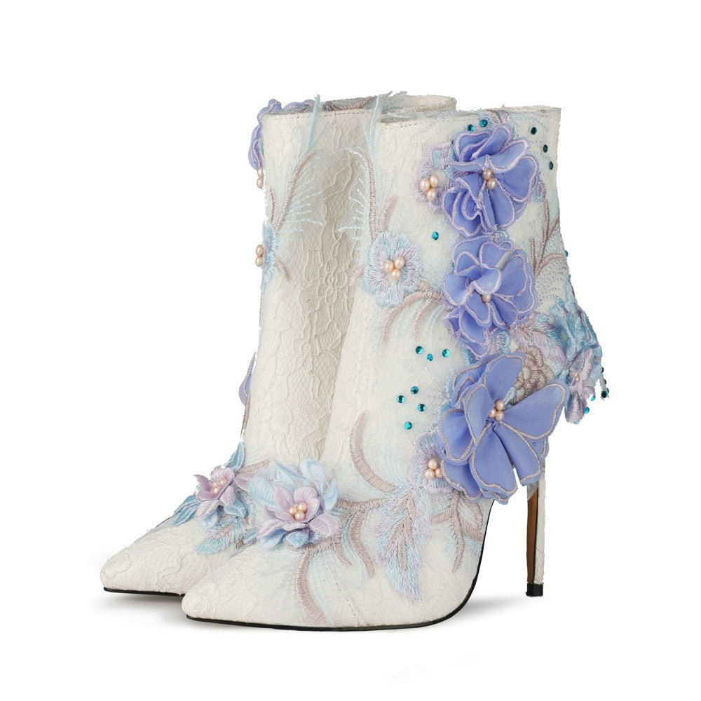 Fashion Lace Flower White Wedding Shoes