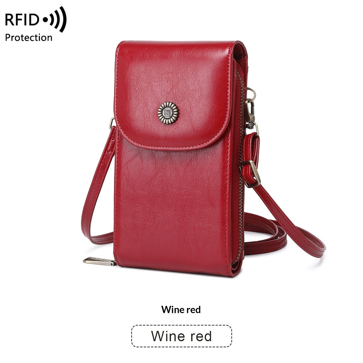 Anti-magnetic Phone Bag Retro Wax Leather Phone Case