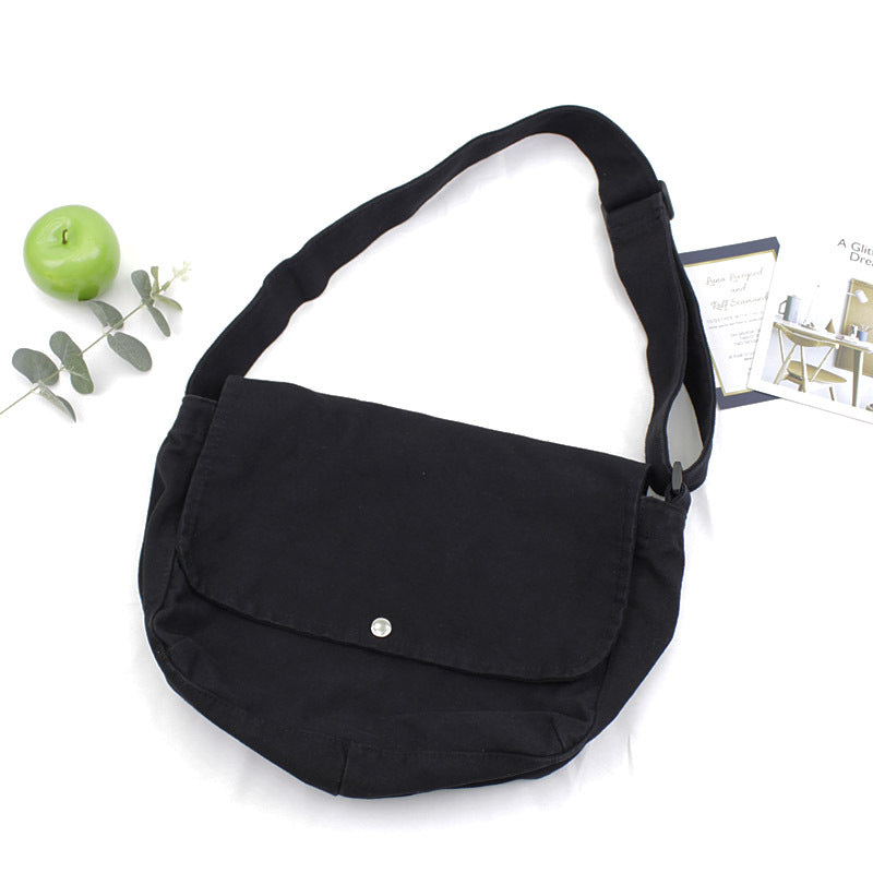 Mori Series Literary Casual Canvas Solid Color One-shoulder Messenger Female Bag