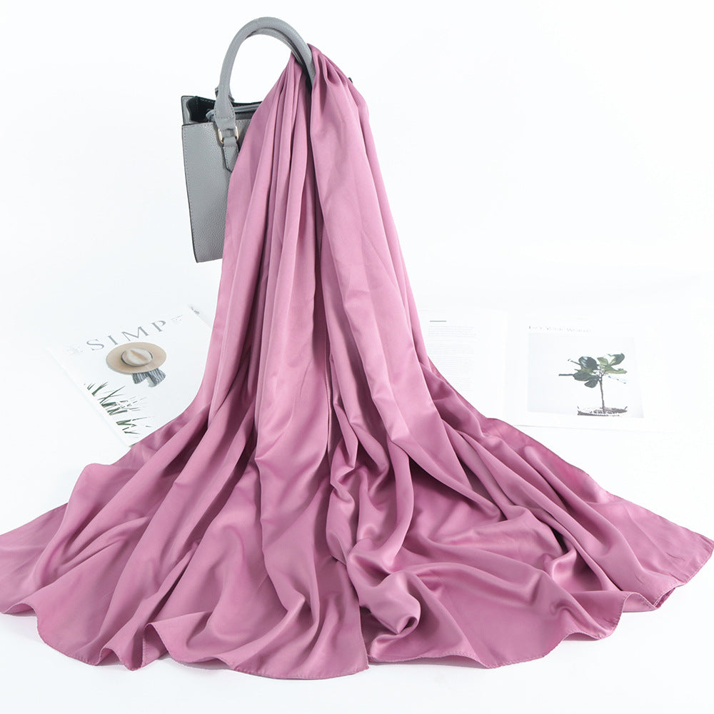 Solid Color Casual Malay Scarf Satin Shawl