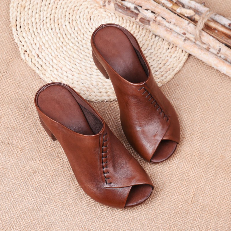 Women's Summer High-heeled Half Slippers