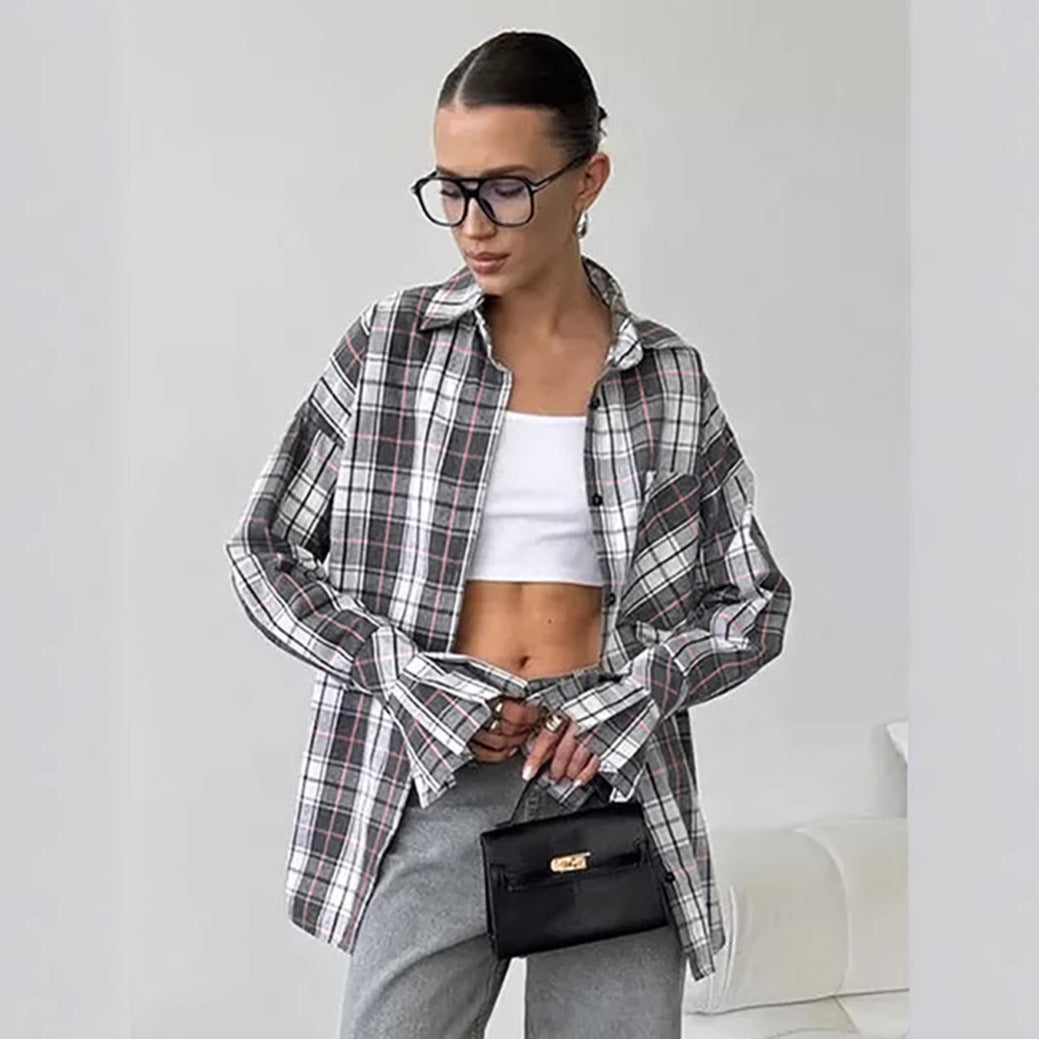 Design Plaid Casual Cotton Loose Shirt