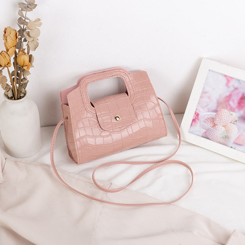 Serpentine Color Contrast Lock Chain Platinum Square Bag