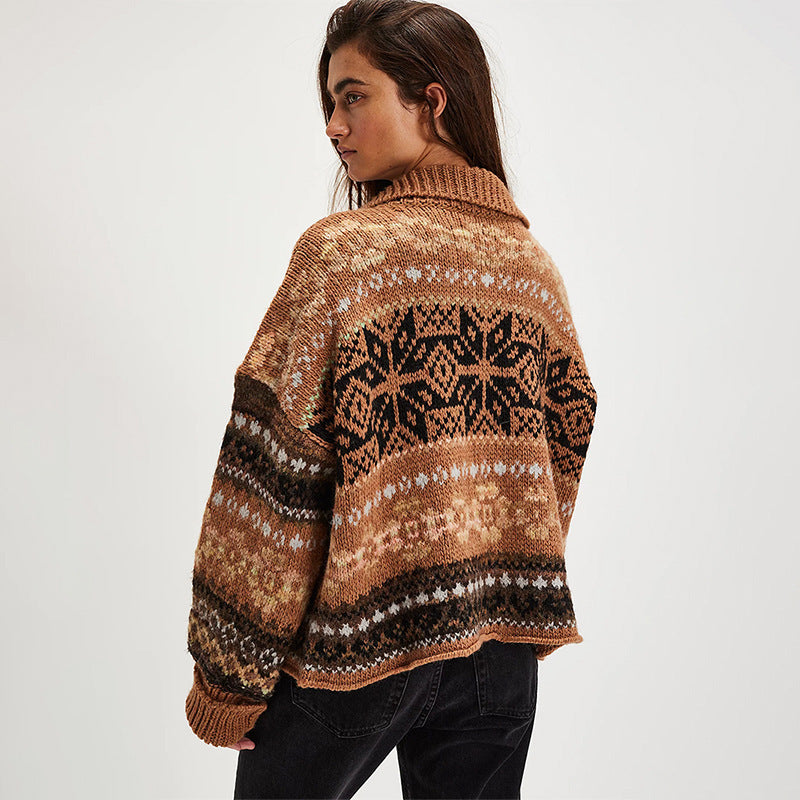 Long Sleeve Loose And Lazy Style Single-breasted Sweater