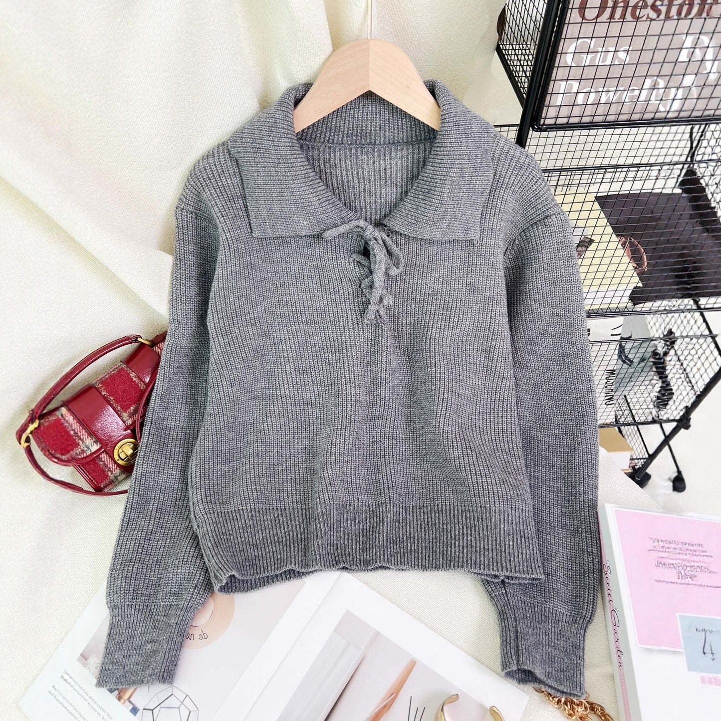 Women's Retro Lace-Up Long Sleeve Sweater