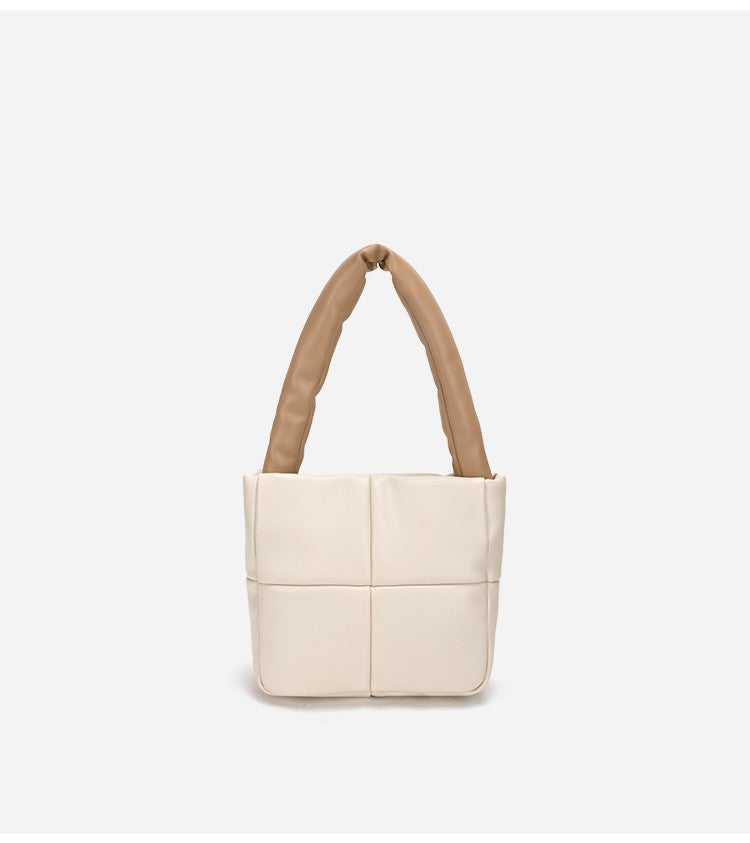 Small Cute Down Handbag Soft Leather Rhomboid