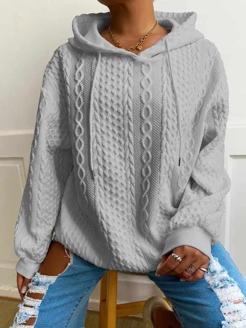 Women's Fashion Twist Pocket Hooded Top Sweater