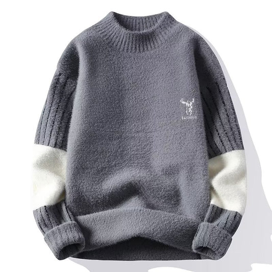 Eksklusiv Fleecforet Halv-rullekrave Sweater til Mænd