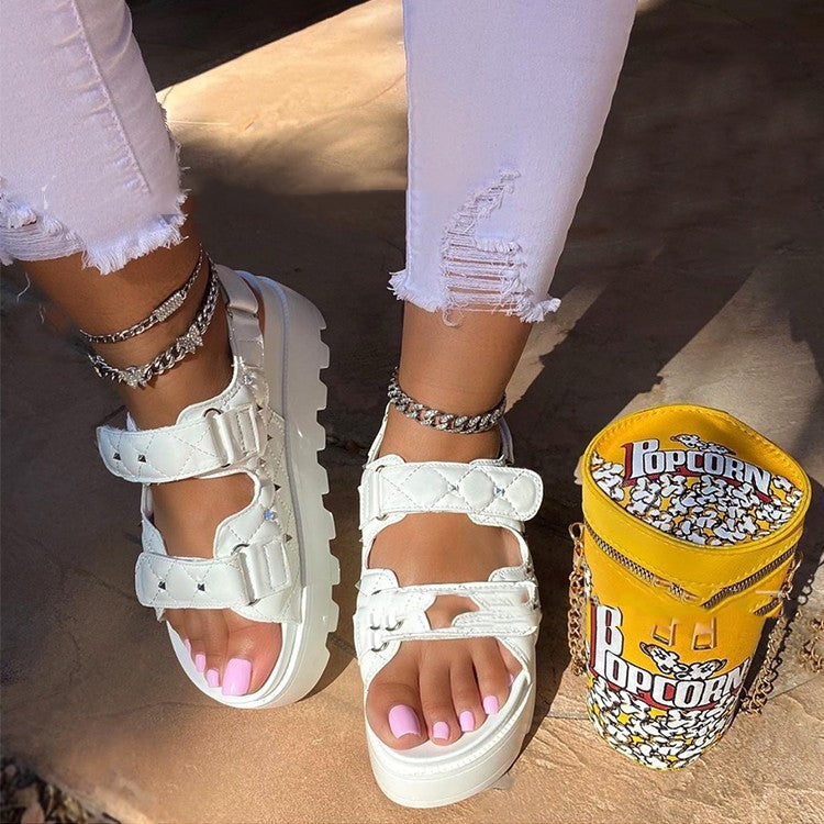 New Style Rivet Small Fragrance Velcro Ladies Sandals