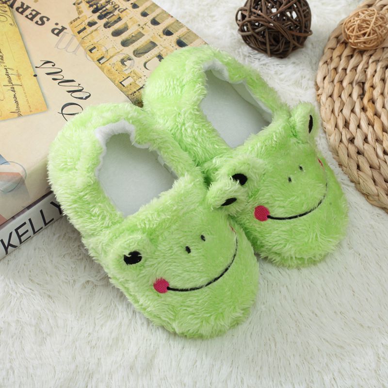 Cartoon Frog Indoor Plush Slippers