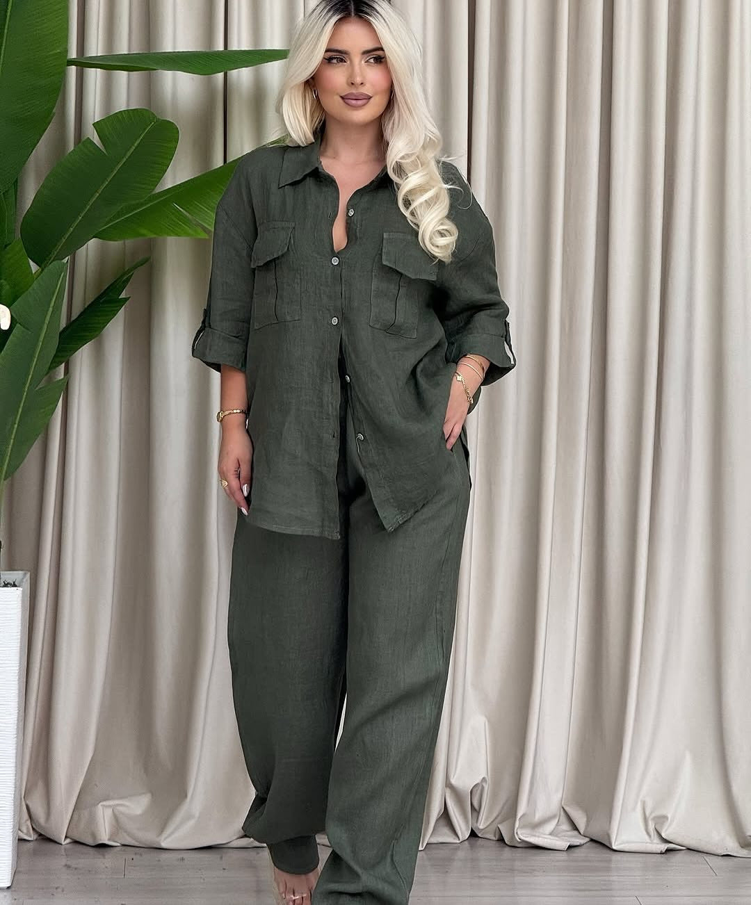 Long Sleeve Shirt Loose Two Piece Pants