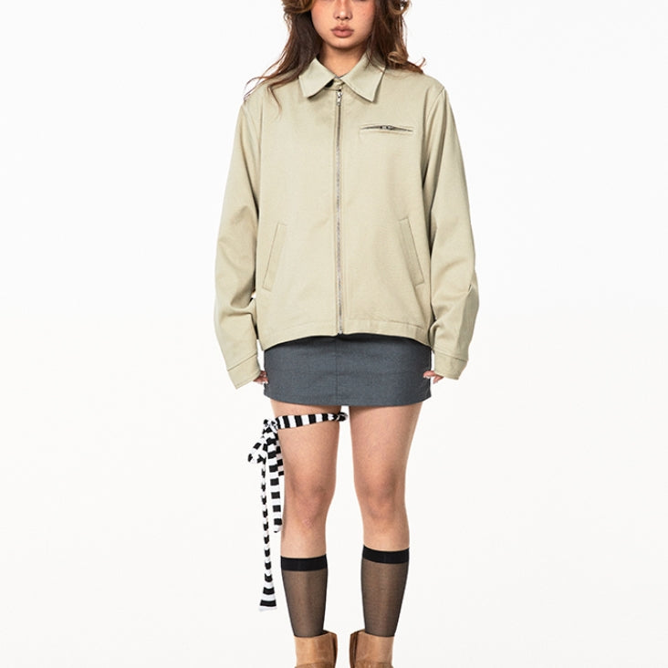 American Retro Solid Color Short Lapels Jacket