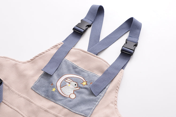 Corduroy Overalls Loose High Waist Straight Sweet