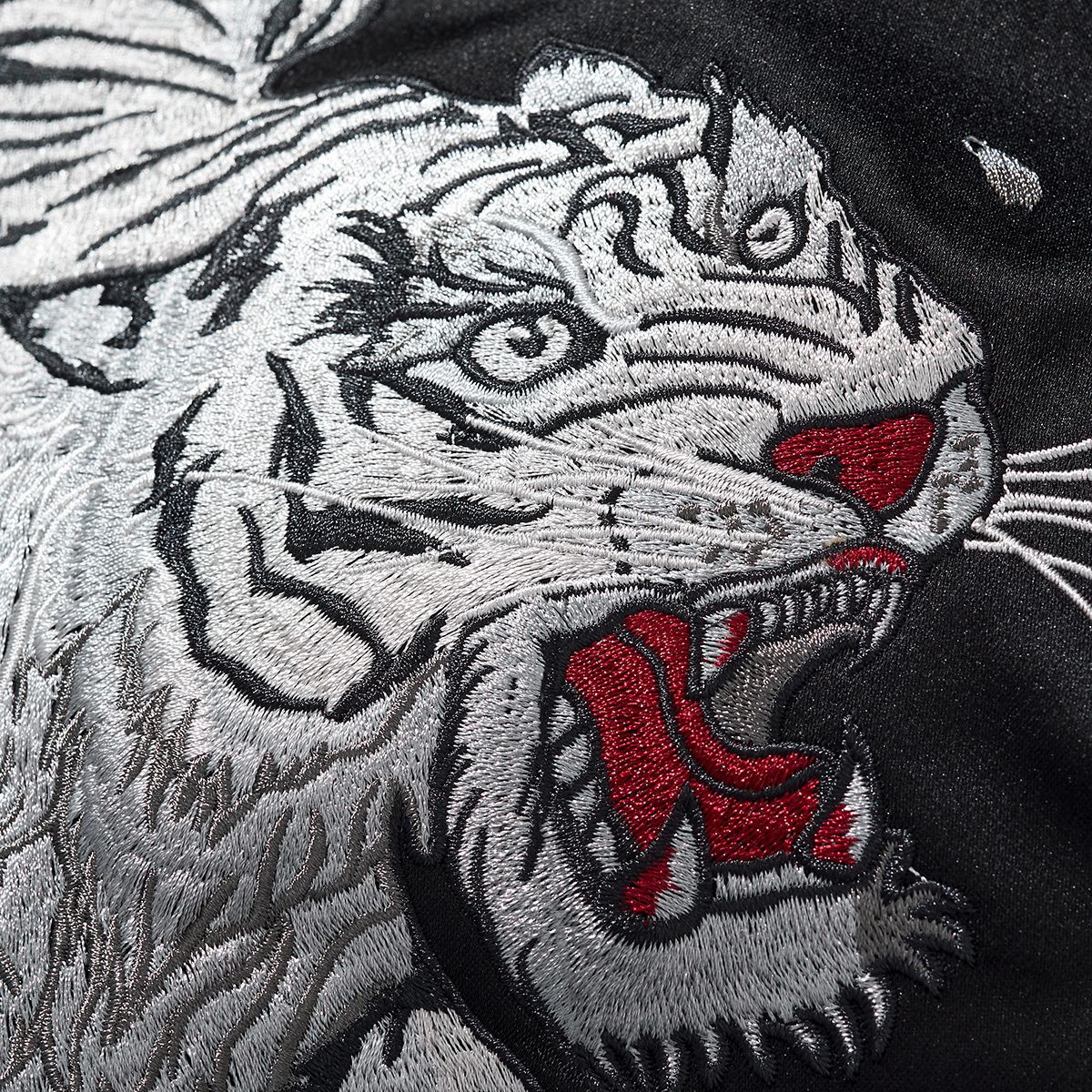 Kraftig Broderet Mægtig Tiger Nedfart Design Herre Casual Baseball Jakke