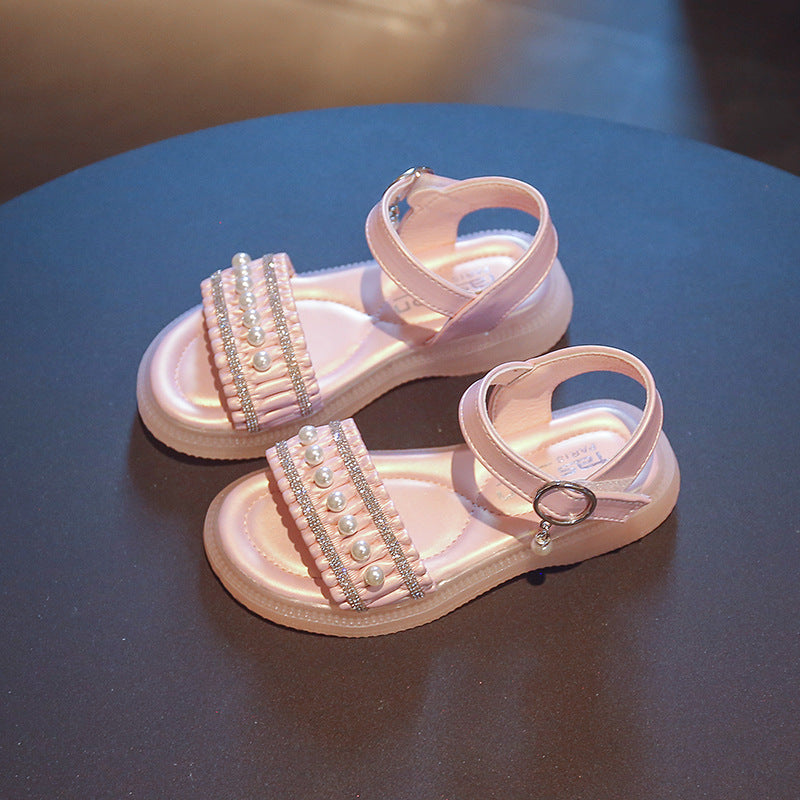 Fashion Personality Girl Rhinestone Pearl Sandals