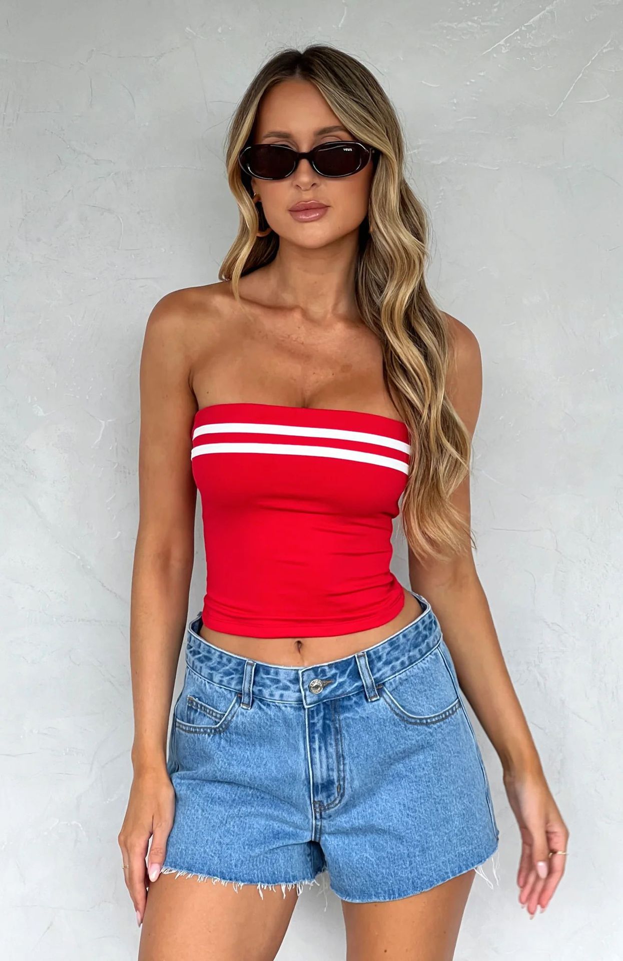 Kontrastfarvet Stribet Tube Top Hot Girl Tætsiddende Overtøj