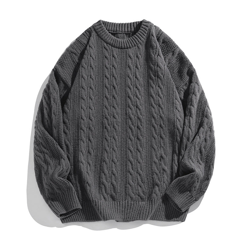 Rundhalset Løs Snoet Sweater til Herre – Par