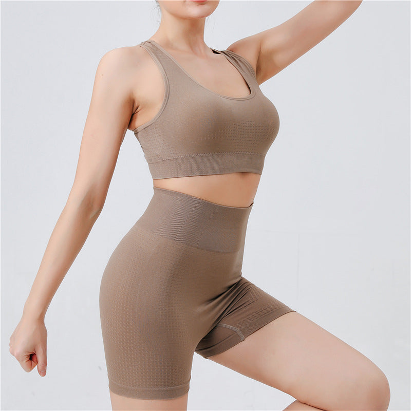 Seamless Tight-fitting Quick-drying High-waist Shorts With Built-in Chest Pads