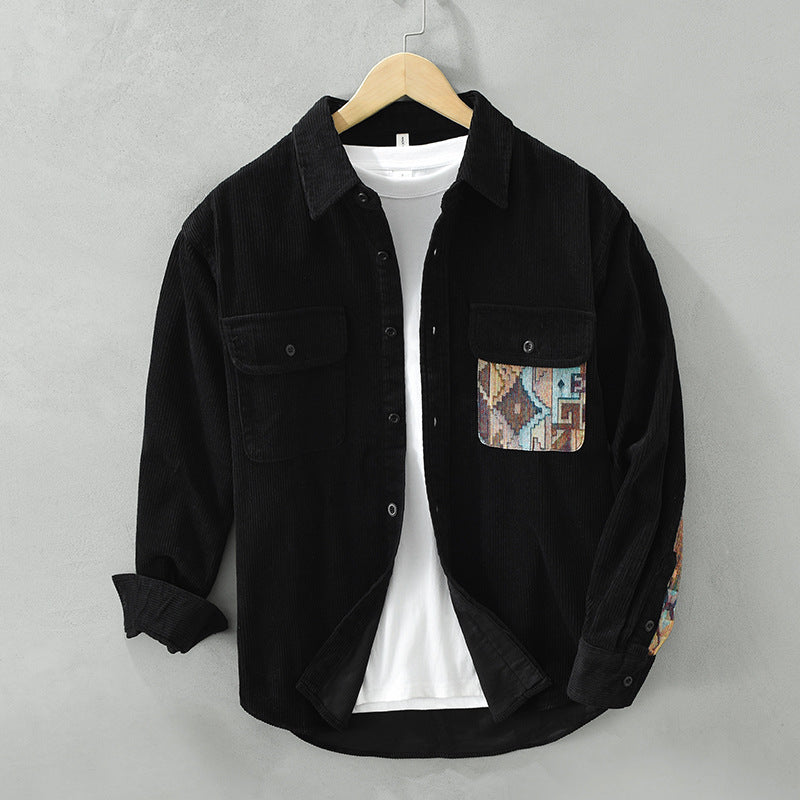 Japanese Vintage Long Sleeve Shirt Men's Fashion