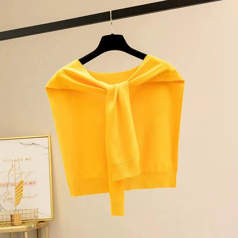 Knitted Striped Shawl Outer Match High-end