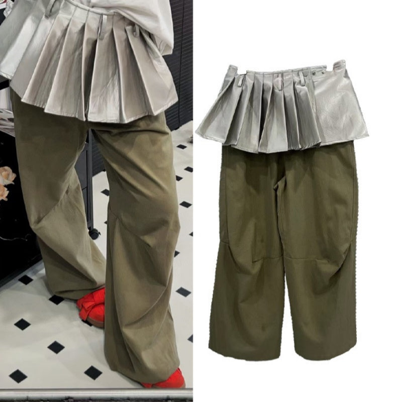 Amerikansk High Street Hot Girl Workwear Paraplybukser Løse Vide Ben