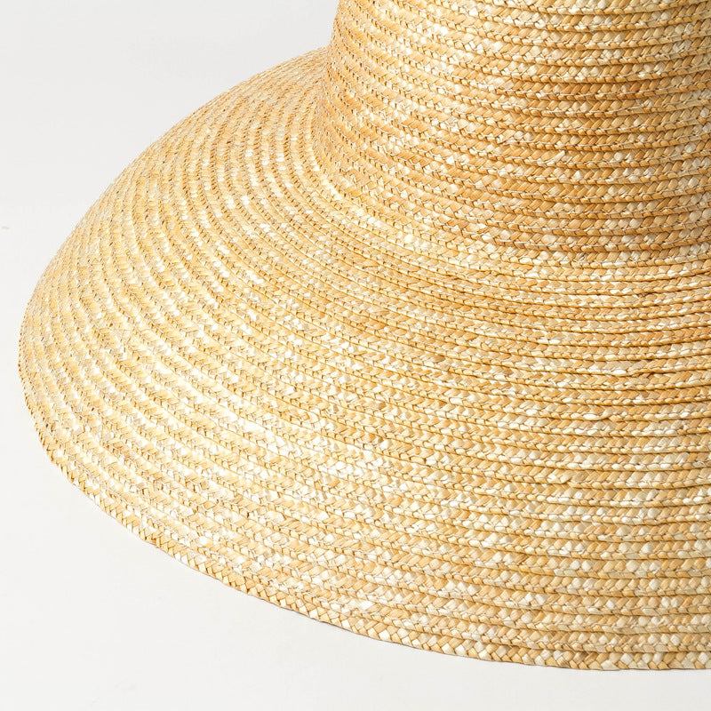 High Flat Top Big Brim Strap Straw Straw Hat Fashion