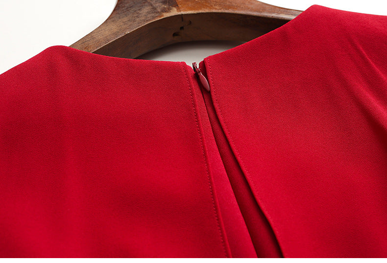 V-neck Shawl Sleeve Studded Diamond Banquet Buttocks Skirt