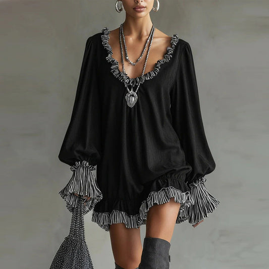 FallWinter Cropped Ruffled Dress That Flatters