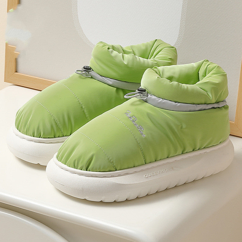 Couple Thick Bottom In Winter High-top Waterproof Cotton Slippers