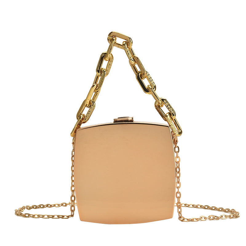 Metal Stylish Textured Glossy Chain Handbag