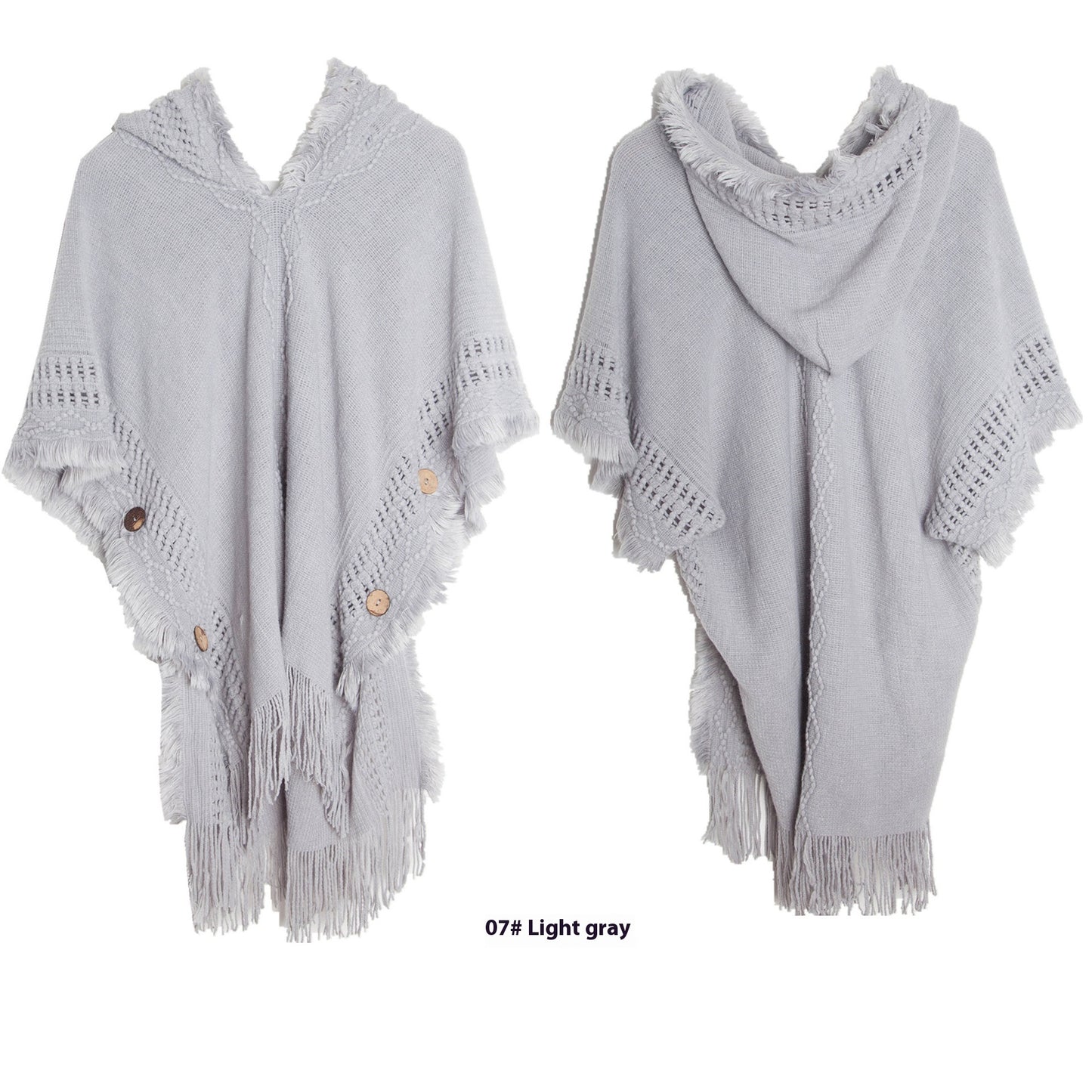 Button Shawl Bohemian Tassel Sweater