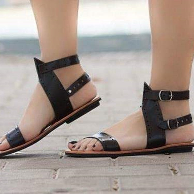 Summer New Toe Low Top Flat Sandals Foot Ring Strap Casual Women's Shoes