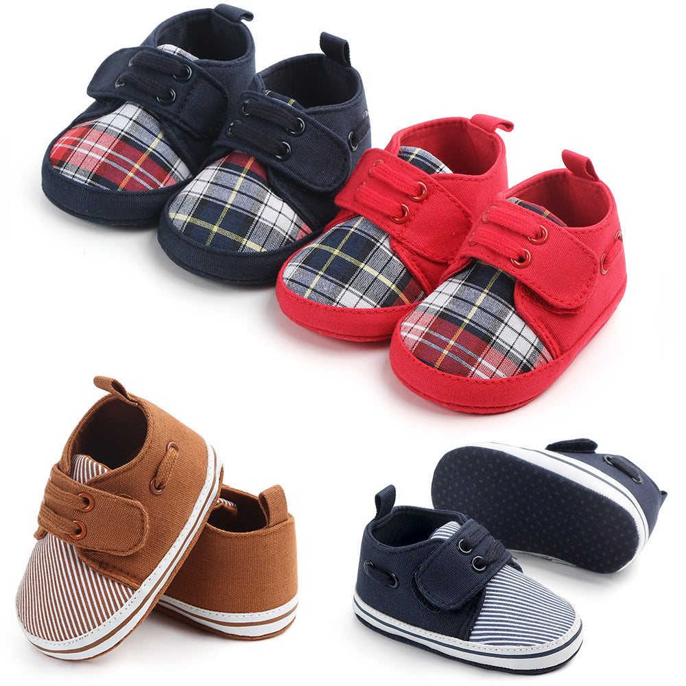 Year Old Velcro Plaid Soft Bottom Comfortable Non Slip Baby Shoes Baby Toddler Shoes Factory Direct Sales 2070