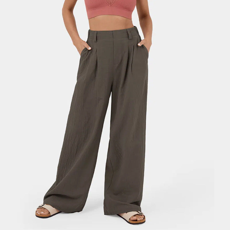 Women's Cotton High Waist Wide Leg Pants