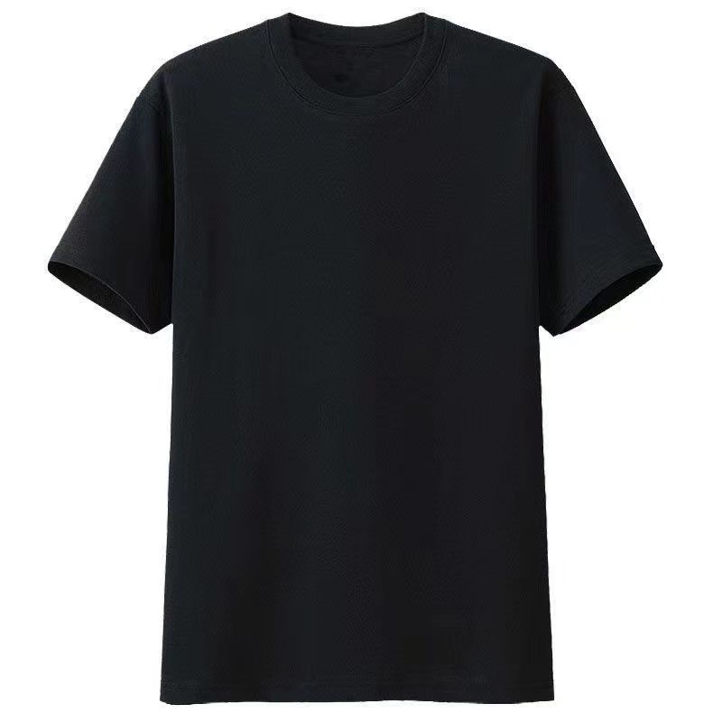 Pure Cotton Plain Clothes Black And White Round Neck Short Sleeve Loose