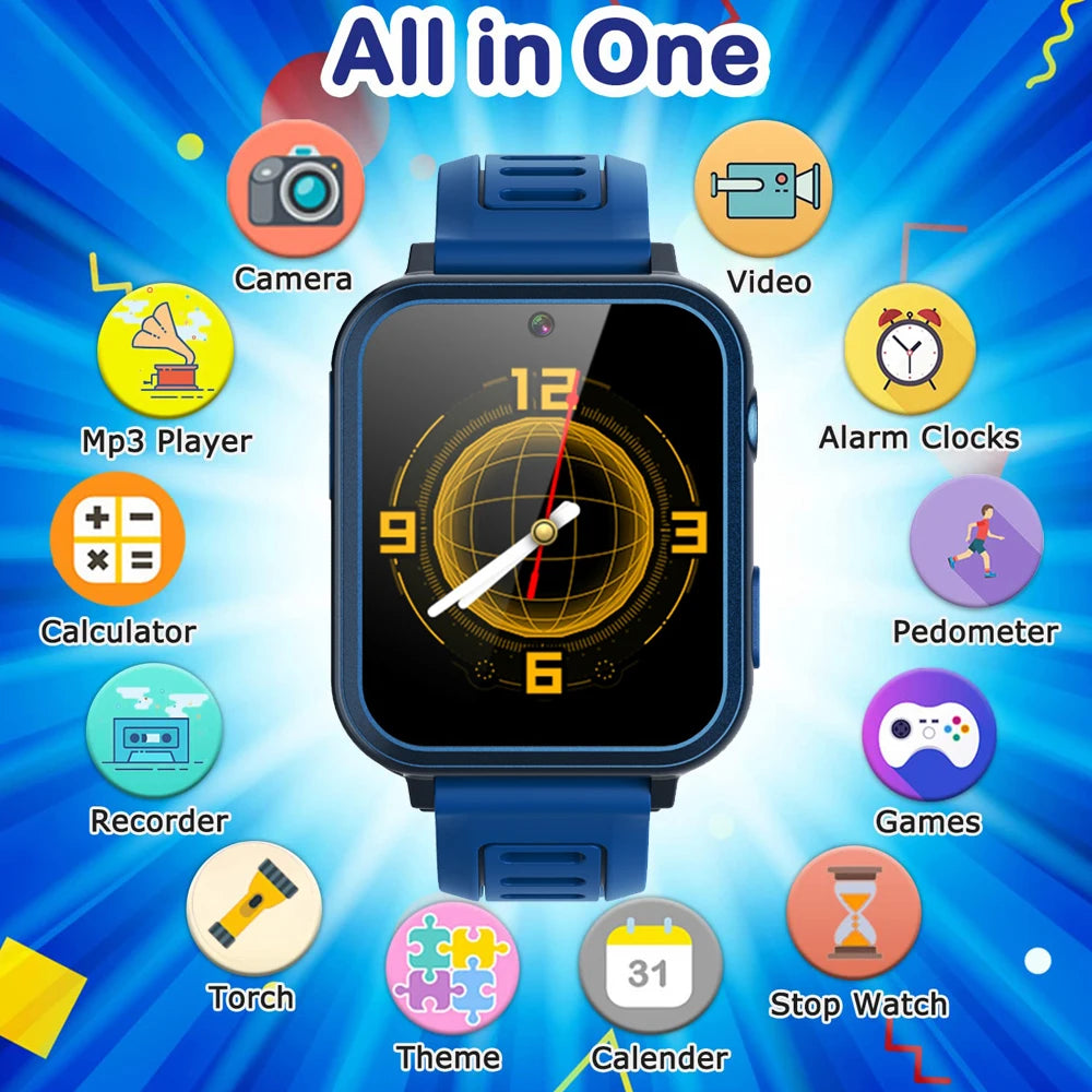 Smart Watch Kids 24 Games Music Play Pedometer Fitness Tracker Music Video Audio Recording Smartwatch Children Boys Girls Gift