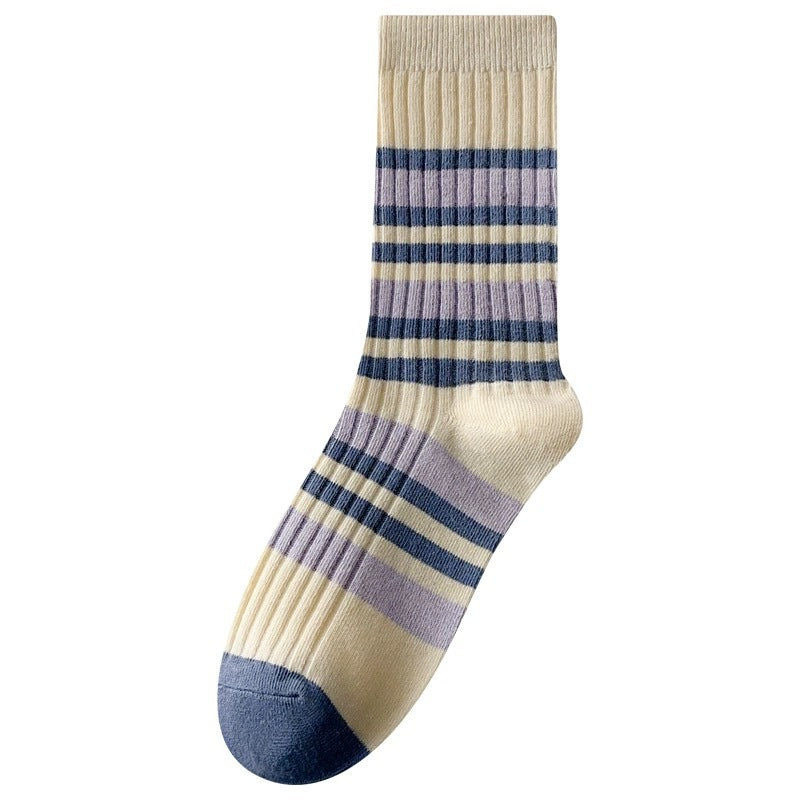 Women's Autumn And Winter Cotton Thickened Double Needle Tube Socks