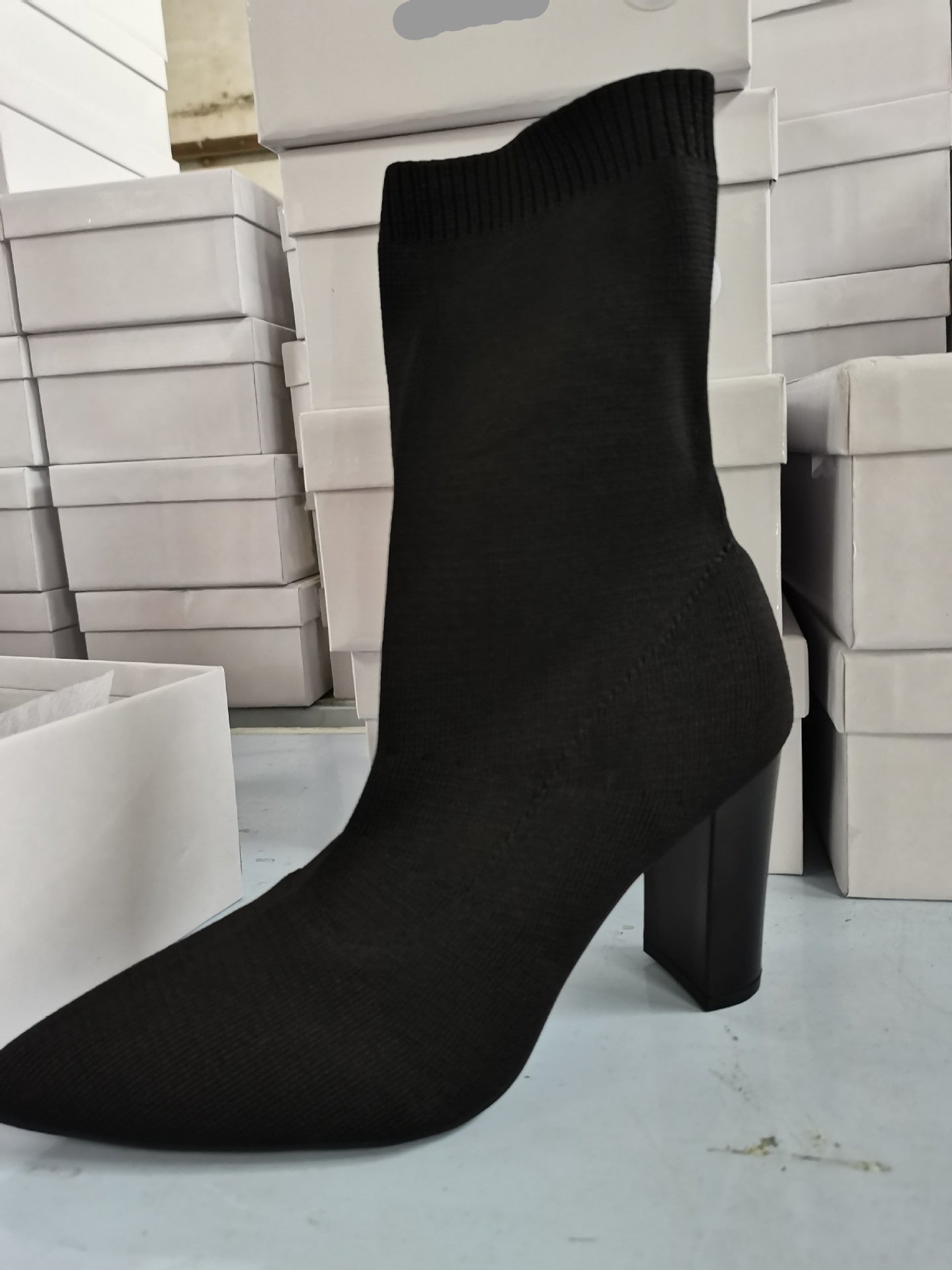 High-heeled Mid-tube Boots Were Thin Elastic Women's