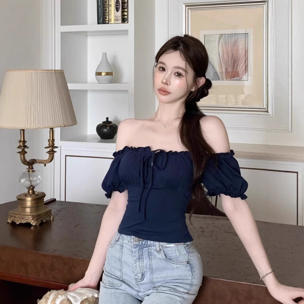 Short Hot Girl Puff Sleeve Unique Small Top