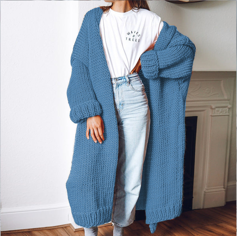Long Solid Color Plus Size Loose Cardigan Sweater Coat