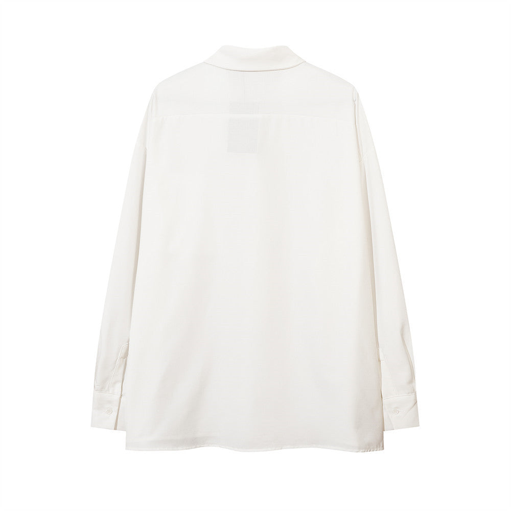 Tie Decorative Long-sleeved Shirt For Boys Autumn Loose Preppy Style